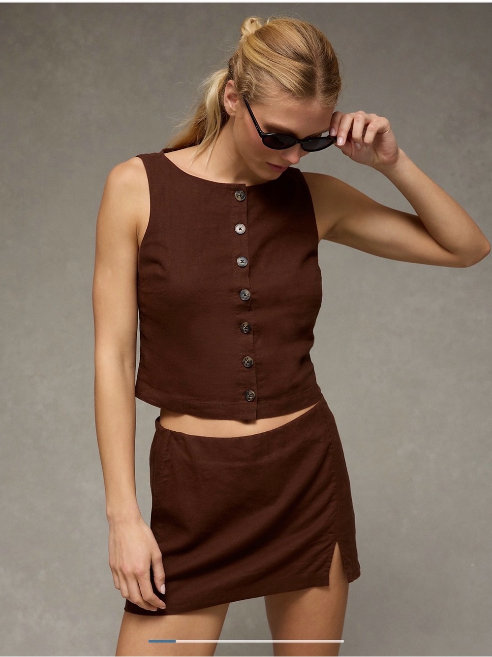 AE Mid-Rise Linen-Blend Mini Skirt